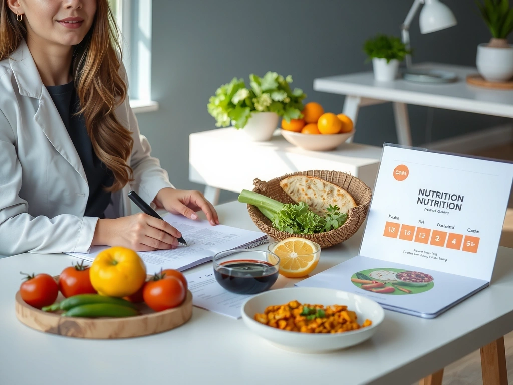 Nutrition consultation with healthy food options