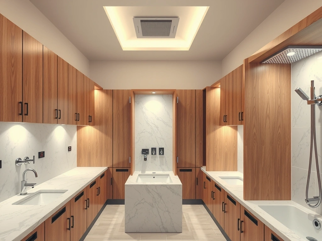 Luxury locker rooms with premium amenities and modern design